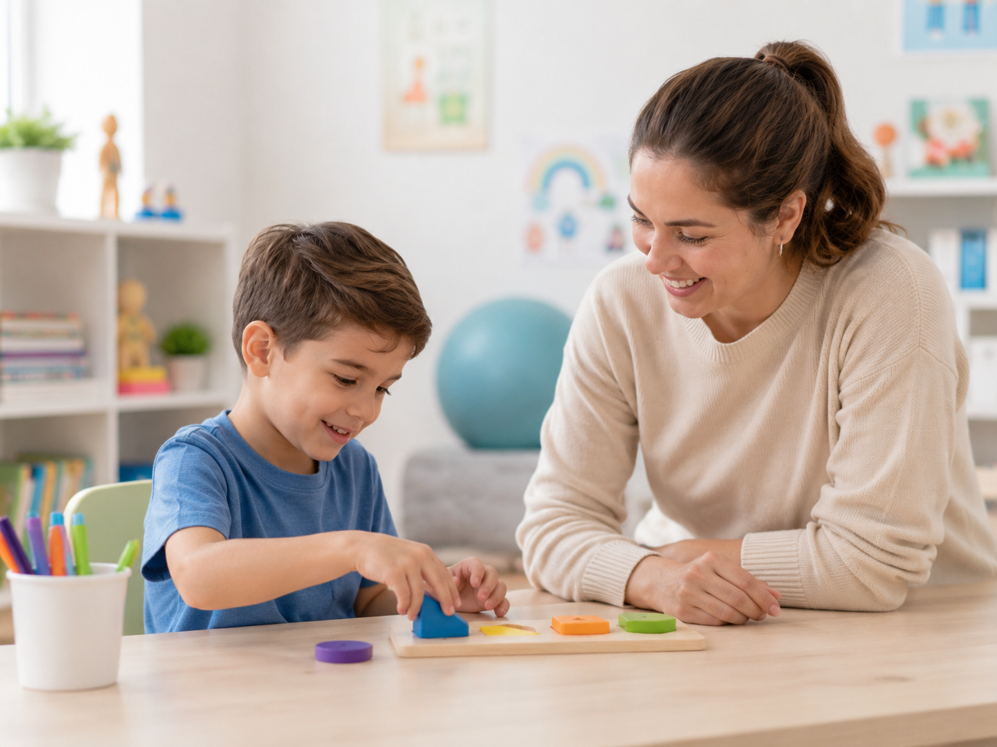 Child playing and learning through guided support
